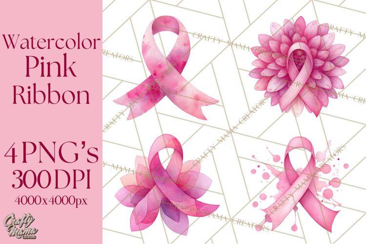 Watercolor Pink Ribbon Clipart, Breast Cancer Awareness PNG