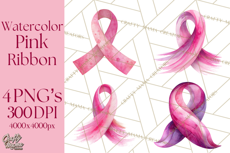 Watercolor Pink Ribbon Clipart, Breast Cancer Awareness PNG