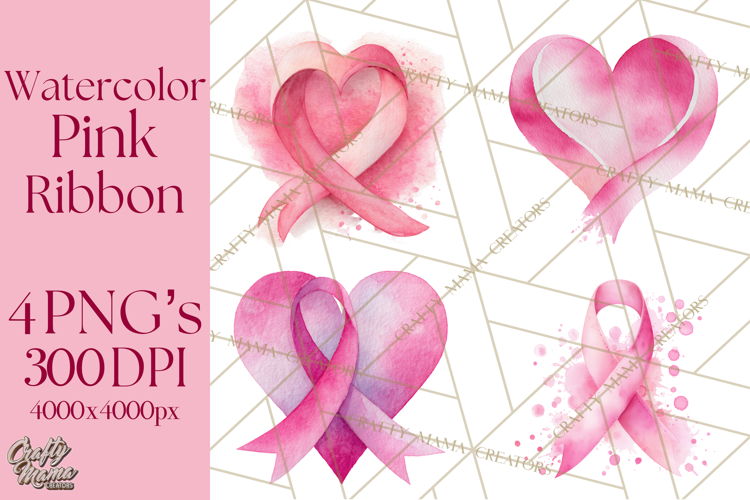 Watercolor Pink Ribbon Clipart, Breast Cancer Awareness PNG