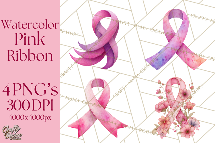 Watercolor Pink Ribbon Clipart, Breast Cancer Awareness PNG