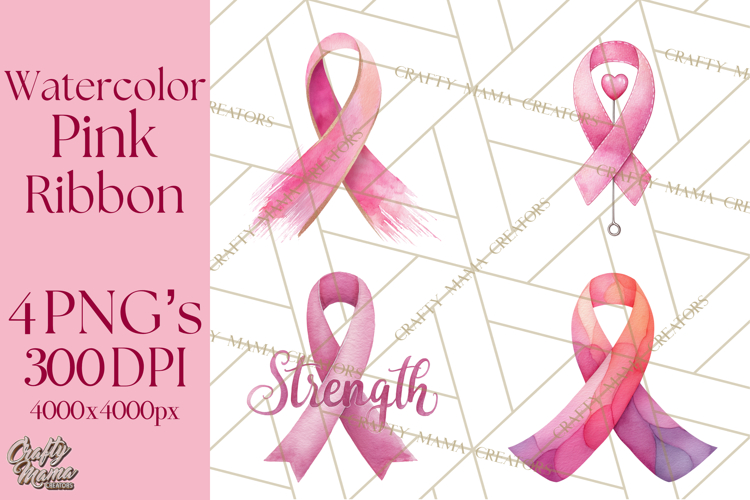 Watercolor Pink Ribbon Clipart, Breast Cancer Awareness PNG
