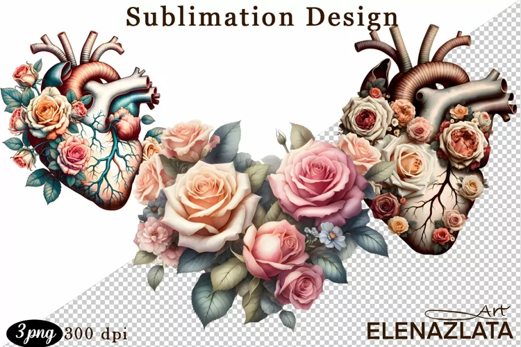 Watercolor pink roses flower Clipart. sublimation