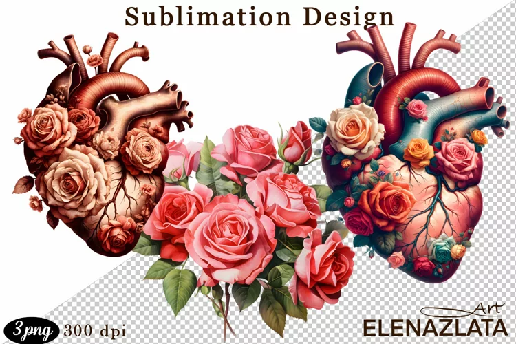 Watercolor pink roses flower Clipart. sublimation
