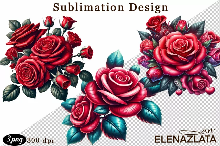Watercolor pink roses flower Clipart. sublimation
