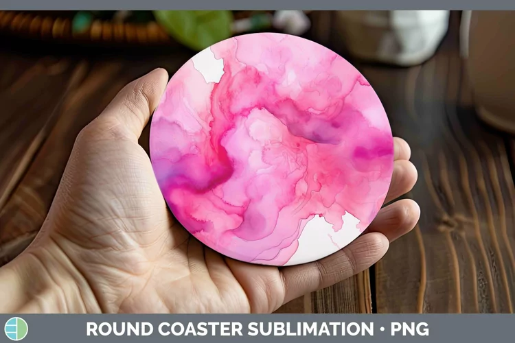 Watercolor Pink Round Coaster Sublimation Coaster Designs