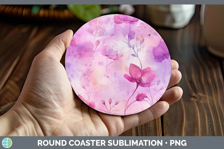 Watercolor Pink Round Coaster Sublimation Coaster Designs
