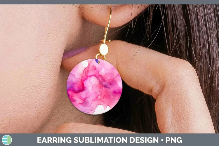 Watercolor Pink Round Earrings Sublimation Earrings Designs
