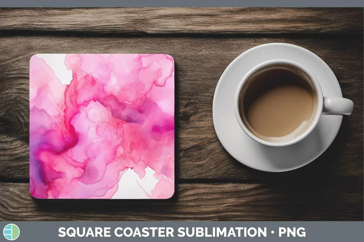 Watercolor Pink Square Coaster Sublimation Coaster Designs