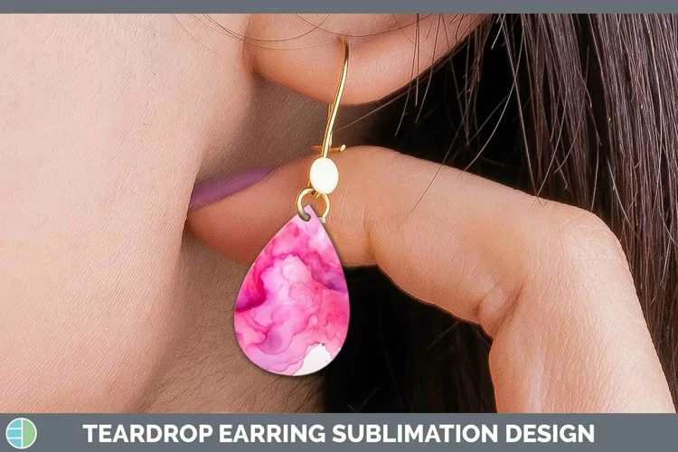 Watercolor Pink Teardrop Earrings Sublimation Earrings Desig
