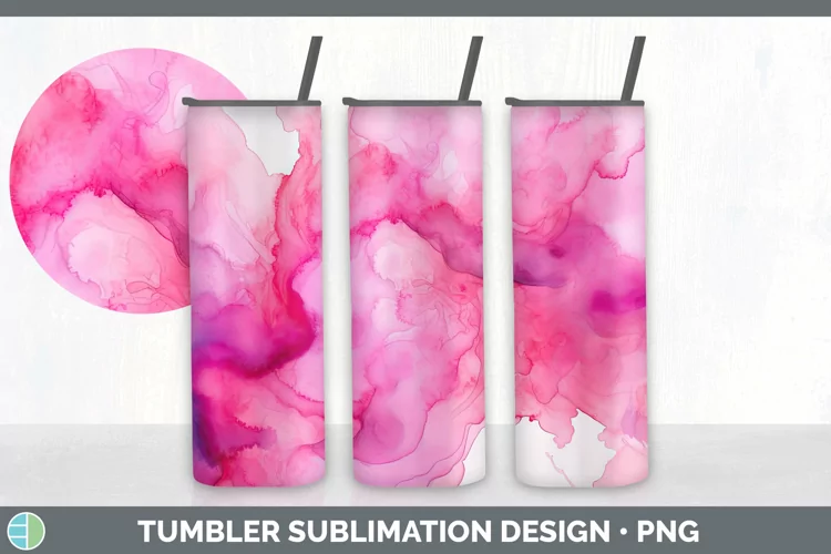 Watercolor Pink Tumbler Sublimation 20 oz Skinny Tumbler Des