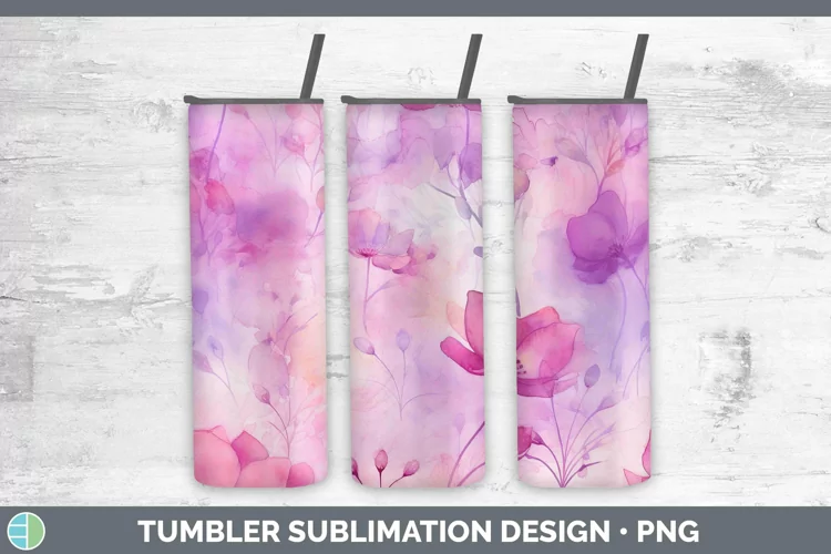 Watercolor Pink Tumbler Sublimation 20 oz Skinny Tumbler Des
