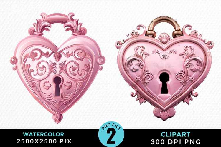 Watercolor Pink Valentines Design Clipart example image 1