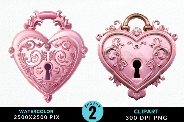 Watercolor Pink Valentines Design Clipart