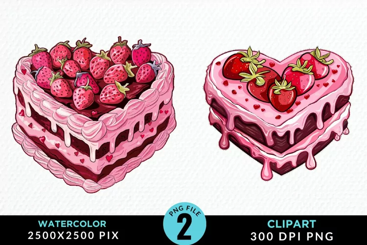 Watercolor Pink Valentines Design Clipart