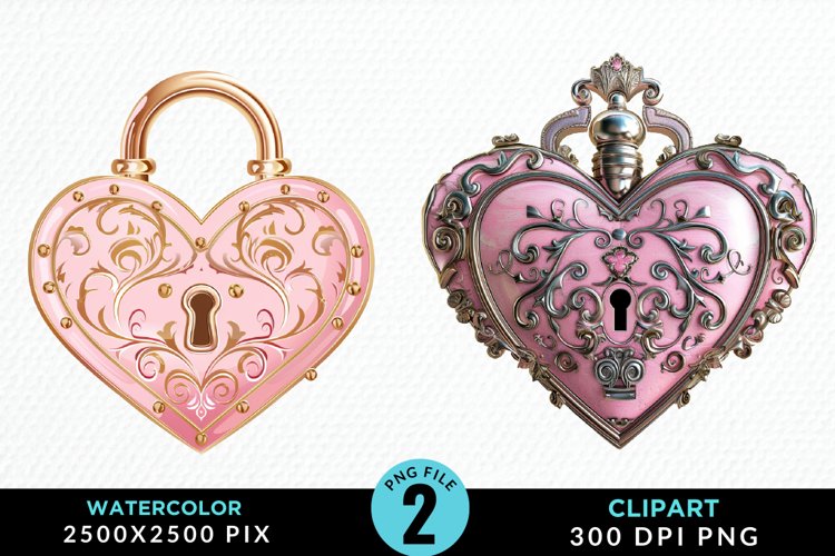 Watercolor Pink Valentines Design Clipart example image 1