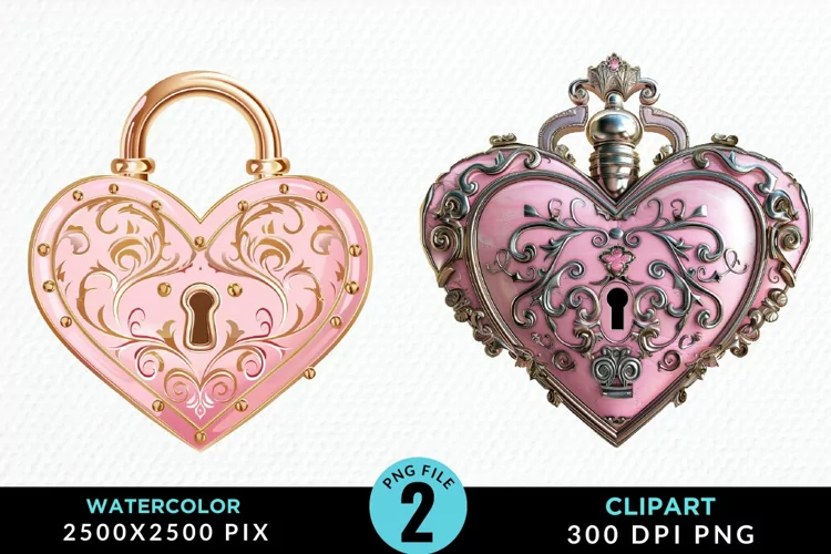 Watercolor Pink Valentines Design Clipart