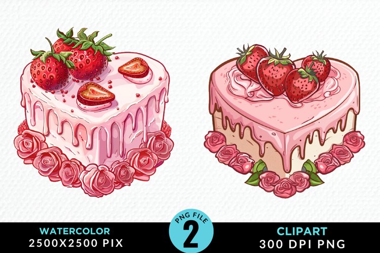 Watercolor Pink Valentines Design Clipart example image 1