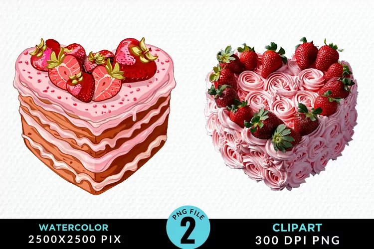Watercolor Pink Valentines Design Clipart