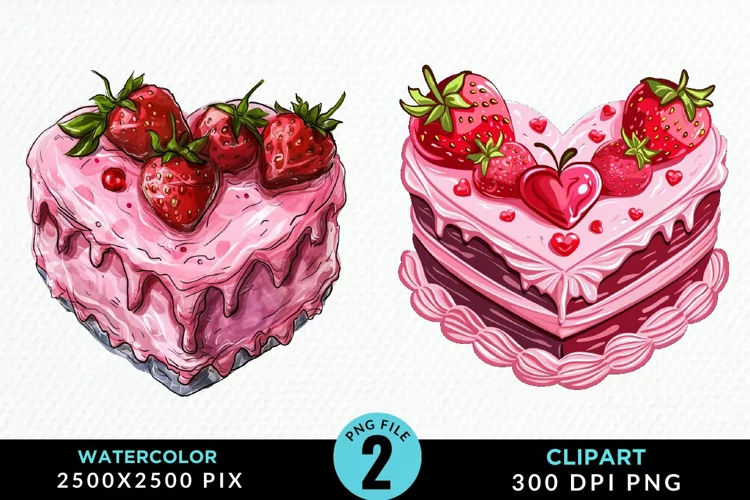 Watercolor Pink Valentines Design Clipart