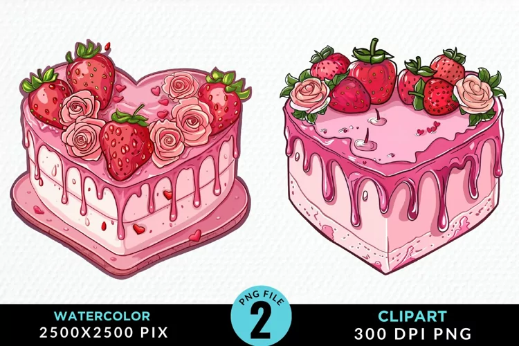 Watercolor Pink Valentines Design Clipart