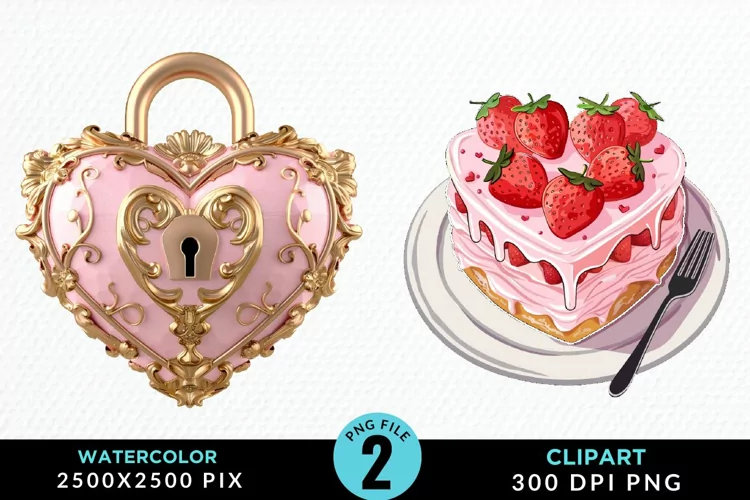 Watercolor Pink Valentines Design Clipart