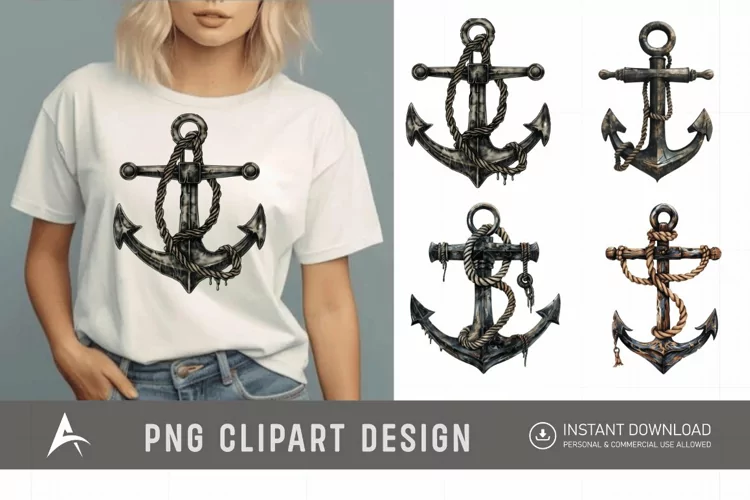 Watercolor Pirate Anchor Clipart
