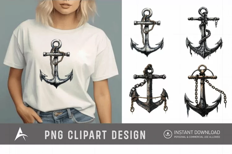 Watercolor Pirate Anchor Clipart