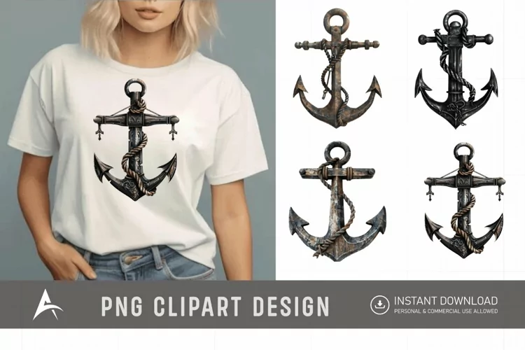 Watercolor Pirate Anchor Clipart