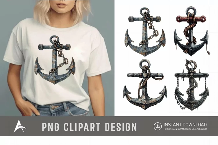 Watercolor Pirate Anchor Clipart
