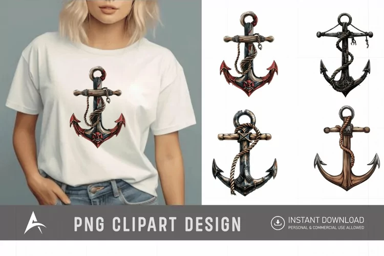 Watercolor Pirate Anchor Clipart