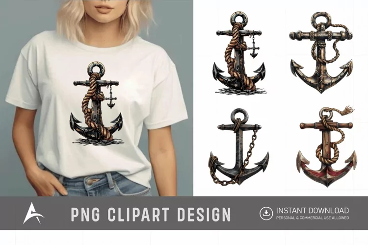 Watercolor Pirate Anchor Clipart