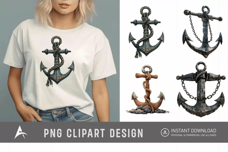 Watercolor Pirate Anchor Clipart
