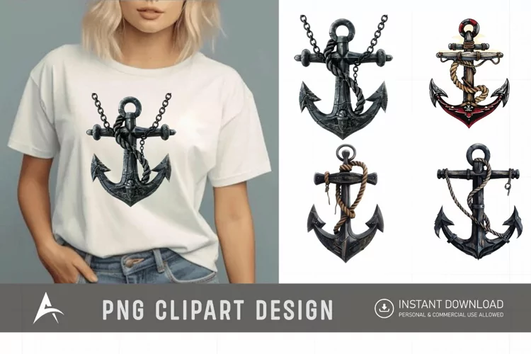 Watercolor Pirate Anchor Clipart
