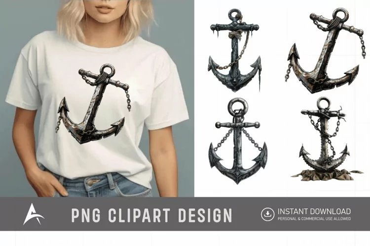 Watercolor Pirate Anchor Clipart
