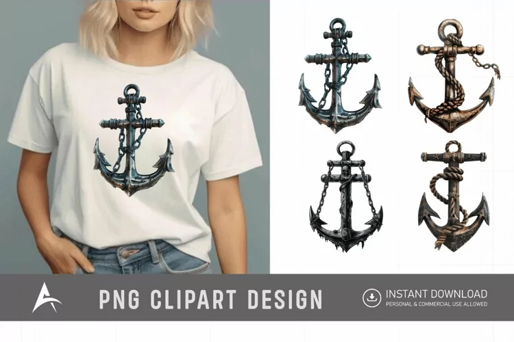 Watercolor Pirate Anchor Clipart
