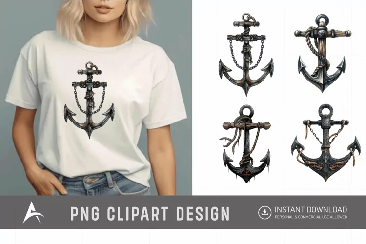 Watercolor Pirate Anchor Clipart