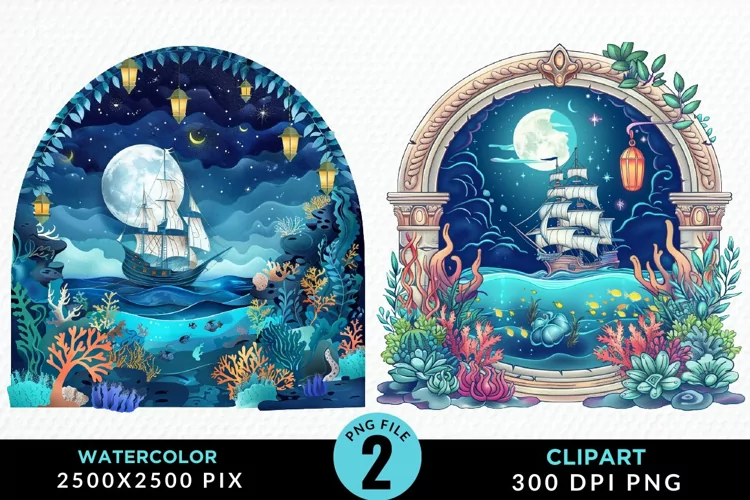 Watercolor Pirates Cove Exquisite Clipart