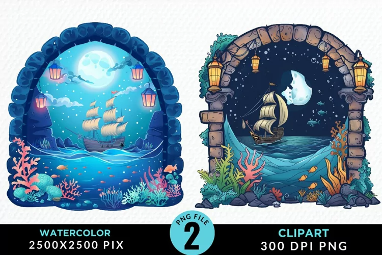 Watercolor Pirates Cove Exquisite Clipart