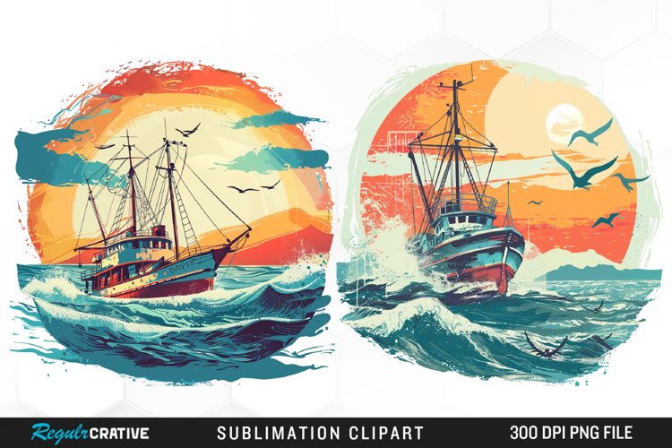 Watercolor Ship Pirates Cove Exquisite Clipart example image 1