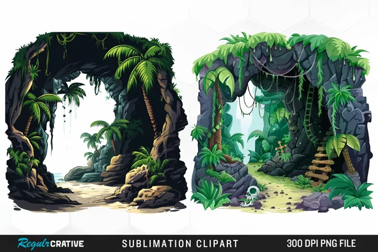 Watercolor Pirates Cove Image Clipart