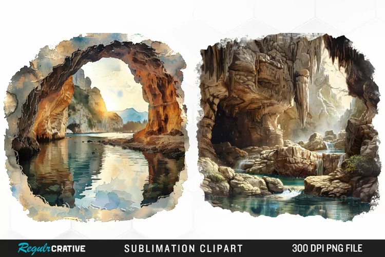 Watercolor Pirates Cove Design Clipart