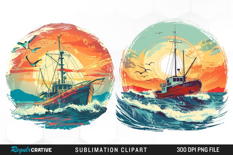 Watercolor Ship Pirates Cove Exquisite Clipart example image 1