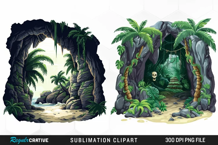 Watercolor Pirates Cove Image Clipart