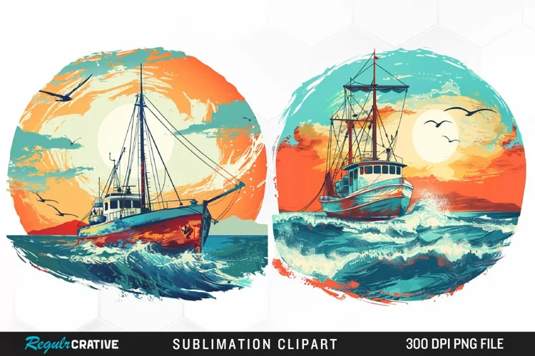 Watercolor Ship Pirates Cove Artwork Clipart