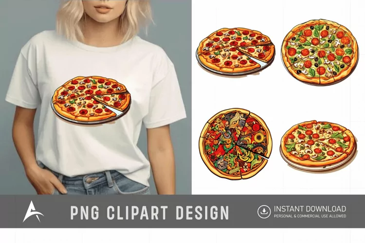 Watercolor Pizza Sublimation Clipart