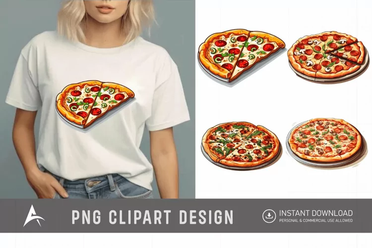 Watercolor Pizza Sublimation Clipart