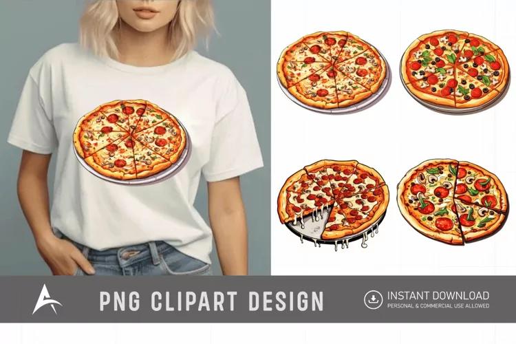 Watercolor Pizza Sublimation Clipart