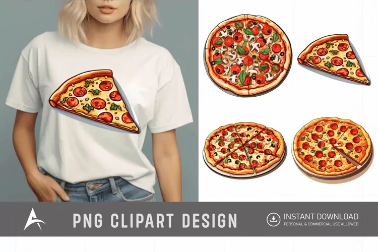 Watercolor Pizza Sublimation Clipart