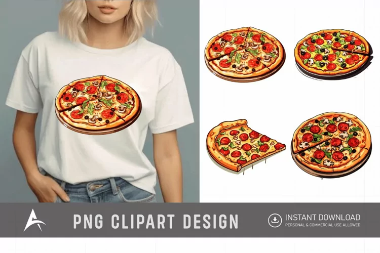 Watercolor Pizza Sublimation Clipart