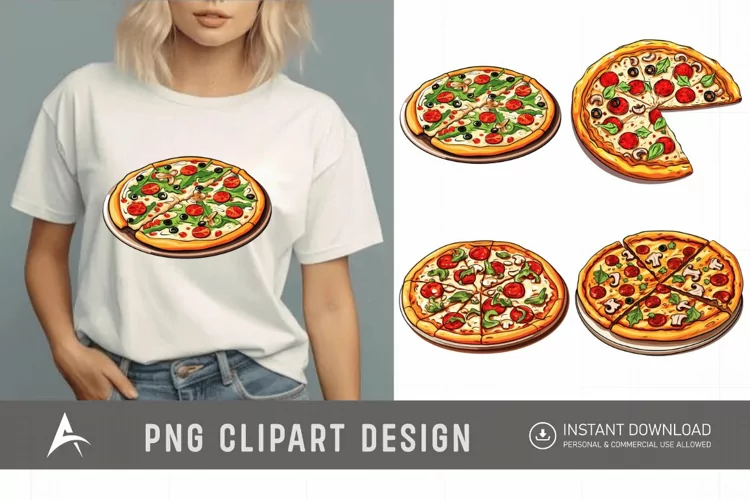 Watercolor Pizza Sublimation Clipart